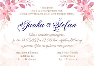 Wedding Invitation Card of Soft Watercolor Flowers Border